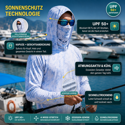 UPF 50+ Anti-UV-Angelhoodie mit integrierter Balaklava
